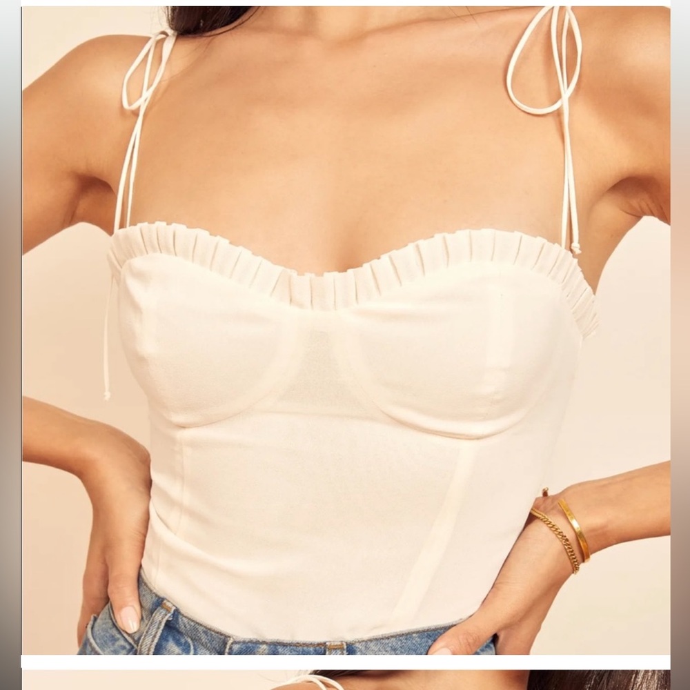 Reformation Novena Cream Bustier Top